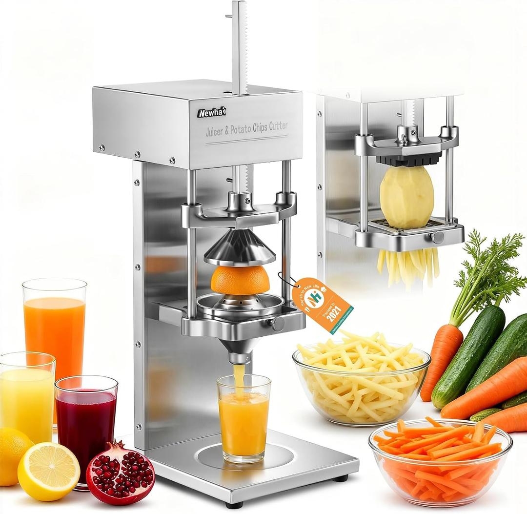 Newhai 2-in-1 French Fry Cutter & Juicer, Heavy Duty Potato Dicer Press