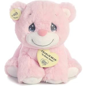 Aurora World Precious Moments Charlie Bear with Rattle, So Beary Sweet, Pink, 8.5"