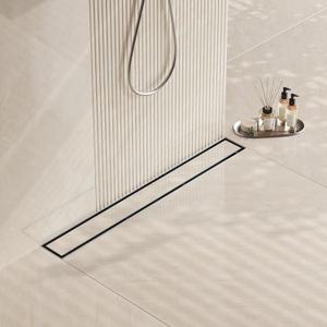 Neodrain 24-Inch Linear Shower Drain- with 2-in-1 Flat & Tile Insert Cover, Brushed 304 Stainless Steel Rectangle Shower Floor Drain,Floor Shower Drain