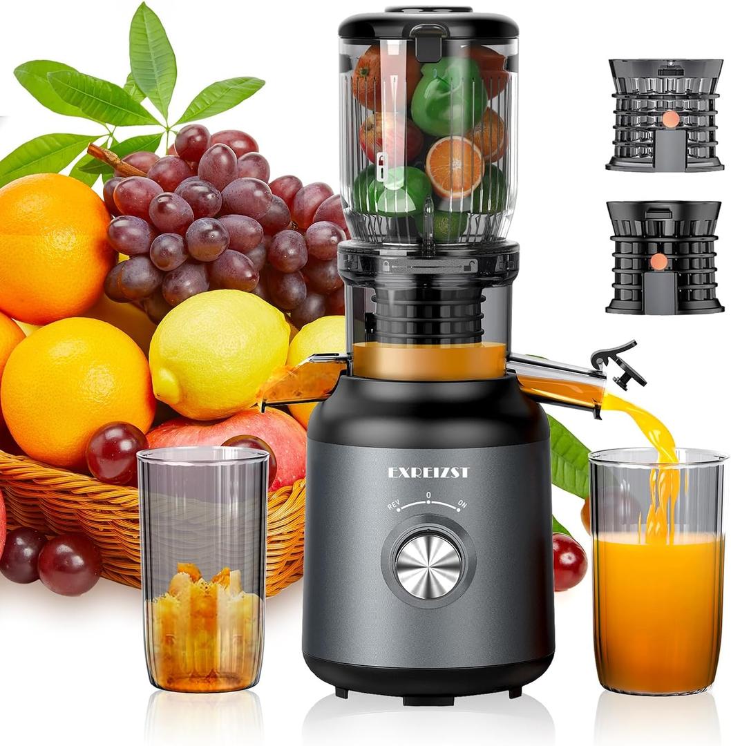 Juicer Machines, Cold Press Juicer with 4.2'' Large Feed Chute, Fit Whole Fruit Slow Juice Extractor Machine, 250W Masticating Juicers Easy To Clean, BPA Free, High Juice Yield