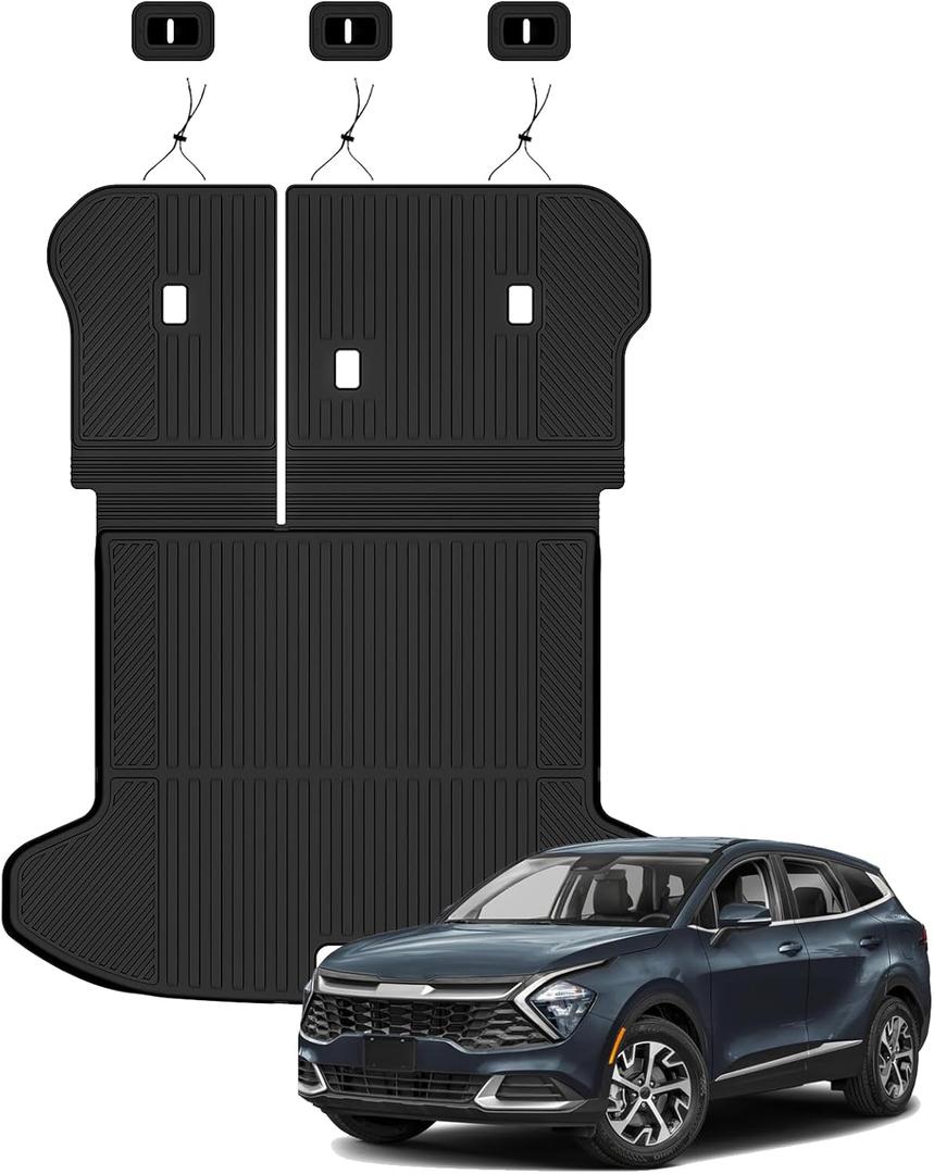 Auxko All Weather Cargo Mat with Backrest Mat Fit for Kia Sportage 2023-2025 2026 TPE Accessoris All Season Guard Odorless Anti-Slip Black