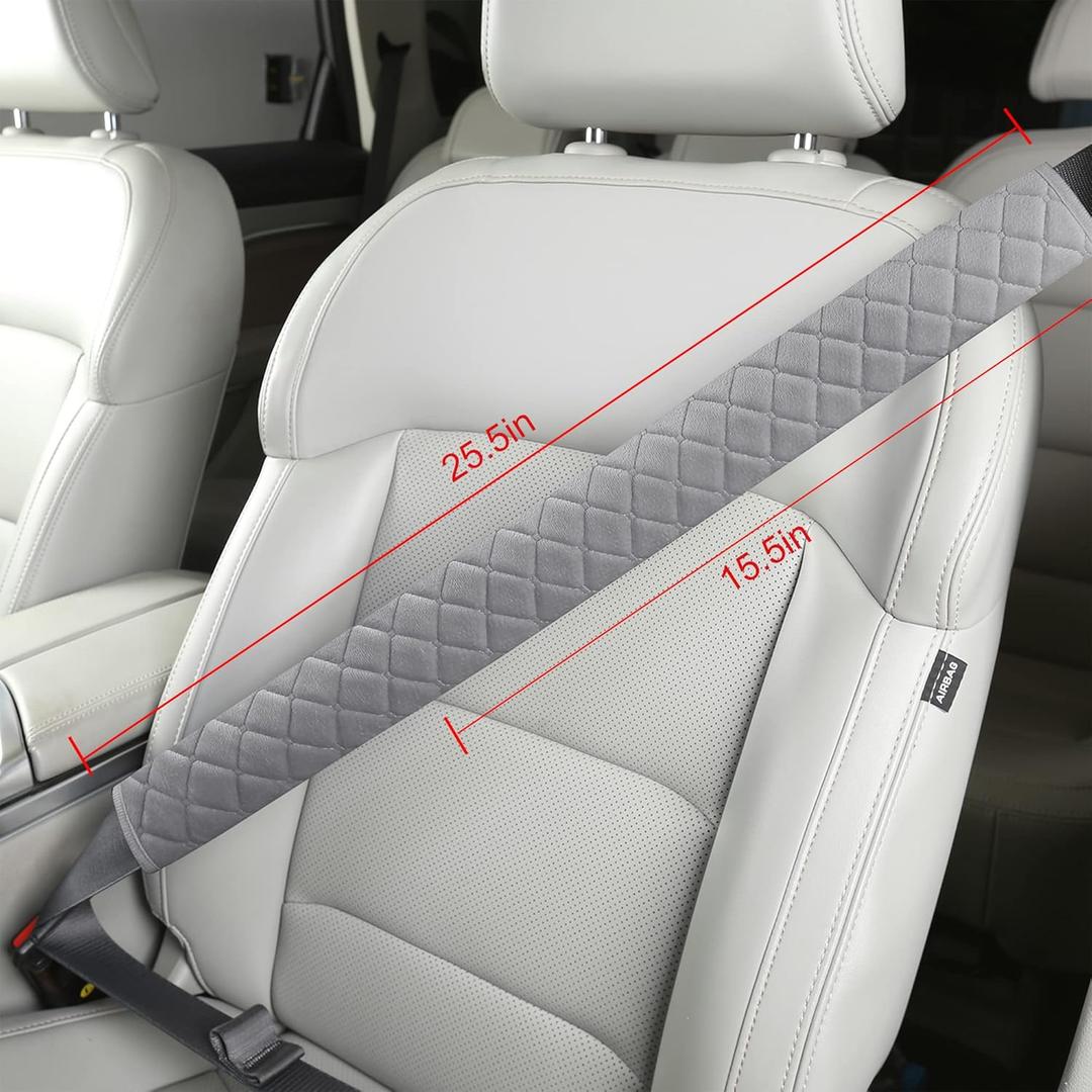 HighnessHwoo Extra Long Seatbelt Covers for Adults Kids Women & Men, Soft Car Seat Belt Strap Cushion for Sedan, SUV, Trucks, Shoulder Neck Chest Protector Pads, Auto Accessories, 1pc, Gray, 15.5in