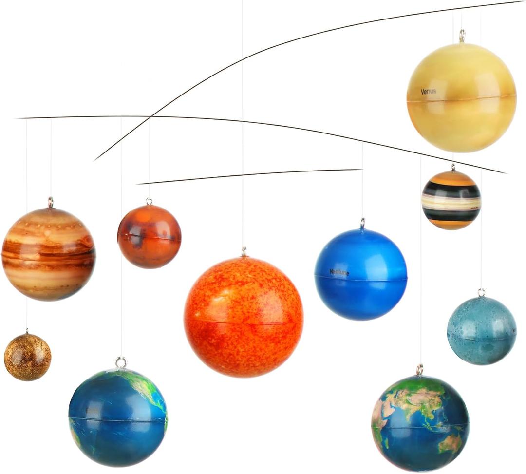 Hollowfly 3D Solar System Mobile Hanging Planets Solar System Decor Educational Planets Model Large Space Nursery Decor for Boys Girl Space Themed Gift