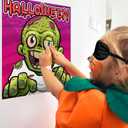 3 x OHOME Halloween Games for Kids - Pin The Eyeball on The Zombie Game | Halloween Crafts Toys Gifts Birthday Party Supplies for Kids | HALLOWEEN Treats Activities Party Favors Decorations for Family (Red)