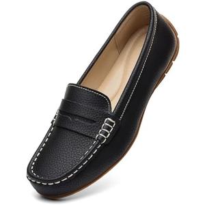 KORDAL Women's Comfortable & Lightweight Leather Penny Loafers Slip-Ons Cute Business Casual Dress Shoes Work Office Flats Everyday Walking Shoes Driving Mocs for Women US 8.5