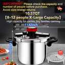 Stainless Steel Pressure Cooker10 quart Commercial Stove Top Pressure Cooker for canning, pressure cooke10+ quart, Compatible with Gas & Induction, Fast Cooking for large Meals, Dishwasher Safe,