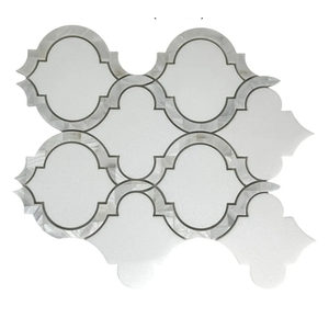 Tenedos White Arabesque Marble Mosaic Tile – 10x12 Polished Moroccan Lantern Design for Backsplash, Shower, Bathroom, Fireplace Accent – Premium Natural Stone (1 Sheet)
