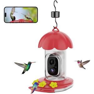 Smart Bird Feeder, Bird Watching Recorder with 1080P Night Vision AI Camera, 2L Capacity Food Container, Connection, IP65 Waterproof for Outdoor Bird Watching