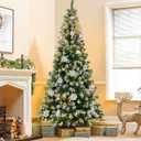 Hatisan Artificial Christmas Trees with 1000 Branch Tips, 300pcs Led Lights, Snowflakes Decorations and Tree Stand, Christmas Decorations for Holiday Party Decor Indoor Outdoor(Snowflakes,7.5ft)
