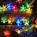 Solar Flower String Lights, 2PACK 50 LED Fairy Light Outdoor Waterproof, Cherry Blossoms Garden Decorations for Fence, Patio, Yard, Christmas Tree, Lawn, Party (Cherry Flower, 2 Pack, Multicolor)
