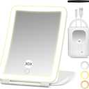 2 in 1 64 LED Travel Magnifying Mirror with Light, 30X/1X Lighted Makeup Mirror, 3 Colors Dimmable Lighting Folding Cosmetic Vanity Mirror, Handheld/Compact/Portable