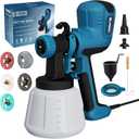 ELPIDIO Paint Sprayer, 700W HVLP Electric Spray Paint Gun, with Cleaning & Blowing Joints 4 Copper Nozzles and 3 Patterns Paint Sprayers for Home Furniture, Walls, Cabinets, Fence, Door etc. EP62. (Blue)
