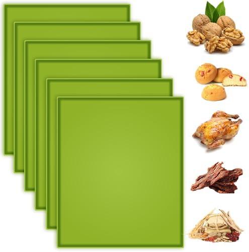 5PCS Silicone Dehydrator Sheets with Edge, Anglecai 12.2 x 10.2 Inch Silicone Dehydrator Mats Compatible with Cosori CP267-FD, Nonstick Dehydrator Trays Liner for Fruits Meat Vegetables(Green)