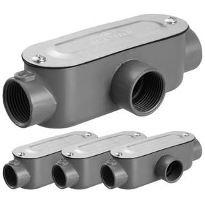 Tandefio 4 Pcs 3/4 Inch Threaded T Type Conduit Body, Stamped Steel Cover, Die Cast Aluminum Junction Box
