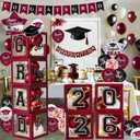 Maroon Themed 2026 Graduation Decorations Set - Balloons Boxes with Letters 2026 GRAD So Proud of You - Complete Party Supplies for High School & College Celebrations