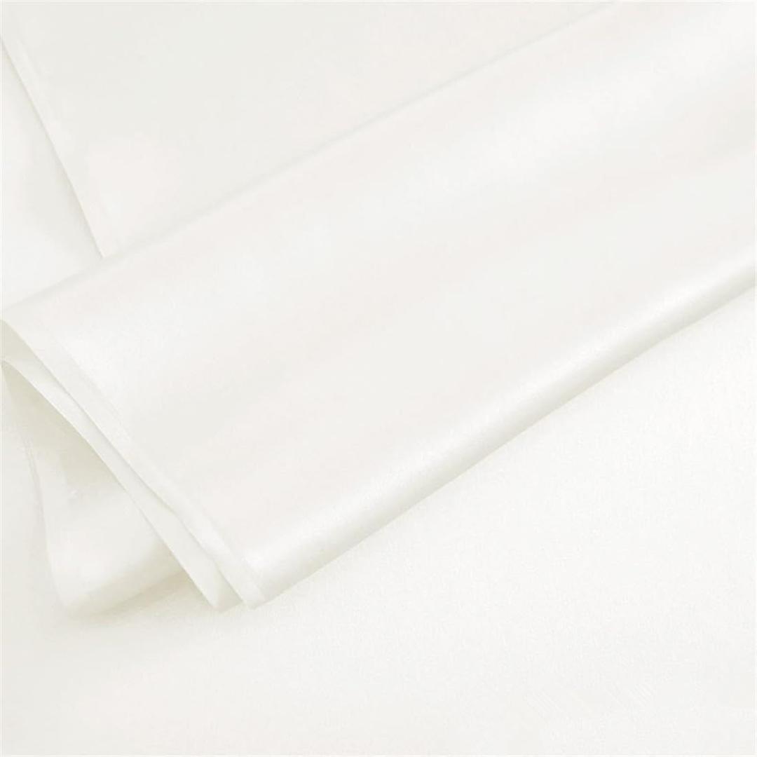 White 16 Momme 44''Width 100 Pure Silk Fabric 6A Grade Natural Mulberry Charmeuse Fabric for Sewing Clothes DIY Crafts(1 Yard)