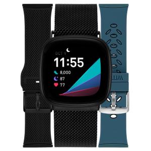 Silicone Bands for Fitbit Versa & Sense, 3-Pack