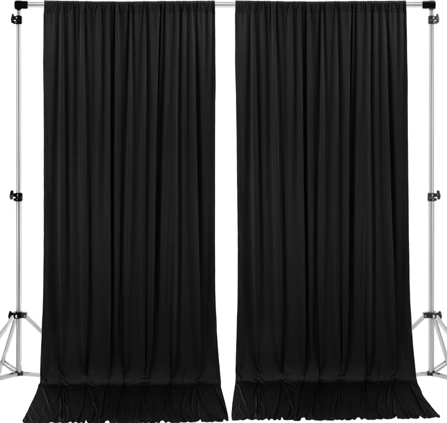 AK TRADING CO. 10 feet x 10 feet IFR Polyester Backdrop Drapes Curtains Panels with Rod Pockets - Wedding Ceremony Party Home Window Decorations - Black