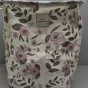 Mziart Collapsible Laundry Basket, Floral Printing Large Laundry Hamper for Baby Girls Kids Toys Clothes Organizer Foldable Storage Bin Waterproof Canvas Nursery Storage Basket with Handles (Purple)