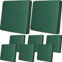 Newwiee 8Pcs Patio Cushion Covers Stretch Outdoor Cushion Cover Replacement for Patio Furniture Sofa Couch Slipcovers, Soft Flexibility Washable Furniture Protector(Waterproof Pure,Dark Green)