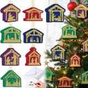 48 Set Mini Nativity Scene Religious Christmas Cards Bulk with Envelopes and Hanging Rope Unique Shaped Xmas Tree Ornament Greeting Cards Decoration for Christmas Holiday Party Supplies