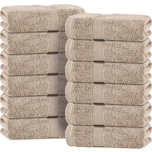 White Classic Wealuxe Taupe Hand Towels for Bathroom [12 Pack] Cotton Hand Towel Bulk for Gym, Kitchen and Spa, 16x27 Inches Soft Highly Absorbent Quick Dry Terry Salon Towels