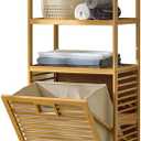 Baveke Bamboo Laundry Hamper with 3 Tier Shelves & Tilt Out Basket, Laundry Baskets Organizer Hampers Bathroom Storage Shelf for Laundry Room, Bathroom, Guest Room3-Tier, Large