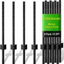 Metal Fence Post 3 Feet Black, Pack of 8, T Posts for Wire Fence, No Dig Steel U Posts Fencing for Lawn Garden Wire Mesh Fence Poles Sign Outdoor Light Duty