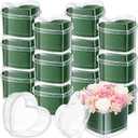 FunooFuno 12 Pcs Wedding Heart Shaped Plastic Boxes 2.95" x 2.95" Flower Box with Lids Floral Foam Mini Clear Heart Gifts Containers for Women Bridal Shower Engagement Party Supplies