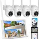 Jennov 5MP Wireless Security Camera System with Monitor, 10CH NVR Kit for Home & Business Surveillance, 4 Cameras with 500GB HDD, Night Vision, 24/7 Motion Detection, No Monthly Fee, Indoor Outdoor (white)