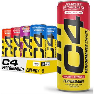 C4 Energy Drinks Variety Pack, Sugar Free Pre Workout Performance Drink With No Artificial Colors or Dyes, Zero Calorie, Coffee Substitute or Alternative, 4 Flavor Variety 12 Pack