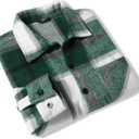 COOFANDY Men's Flannel Shirts Casual Button Down Plaid Shirt Jacket Long Sleeve Fleece Shacket with Pockets (Green)