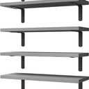 WOPITUES Wood Floating Shelves Set of 6, Shelves for Wall Decor, Farmhouse Shelf for Bedroom, Bathroom Storage Shelves, Book Shelves for Living Room-Grey (16.5 Inch)