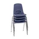 FDP 18" School Stack Chair, Stacking Student Seat with Chromed Steel Legs and Nylon Swivel Glides; For In-Home Learning, Classroom or Office - Navy (4-Pack), 10384-NV