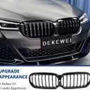 G30 Grille, Single Slat Gloss Black Grill Front Kidney Grille Compatible with BMW 5 Series G30 2021 2022 2023 520i 530i 540i M550i xDrive