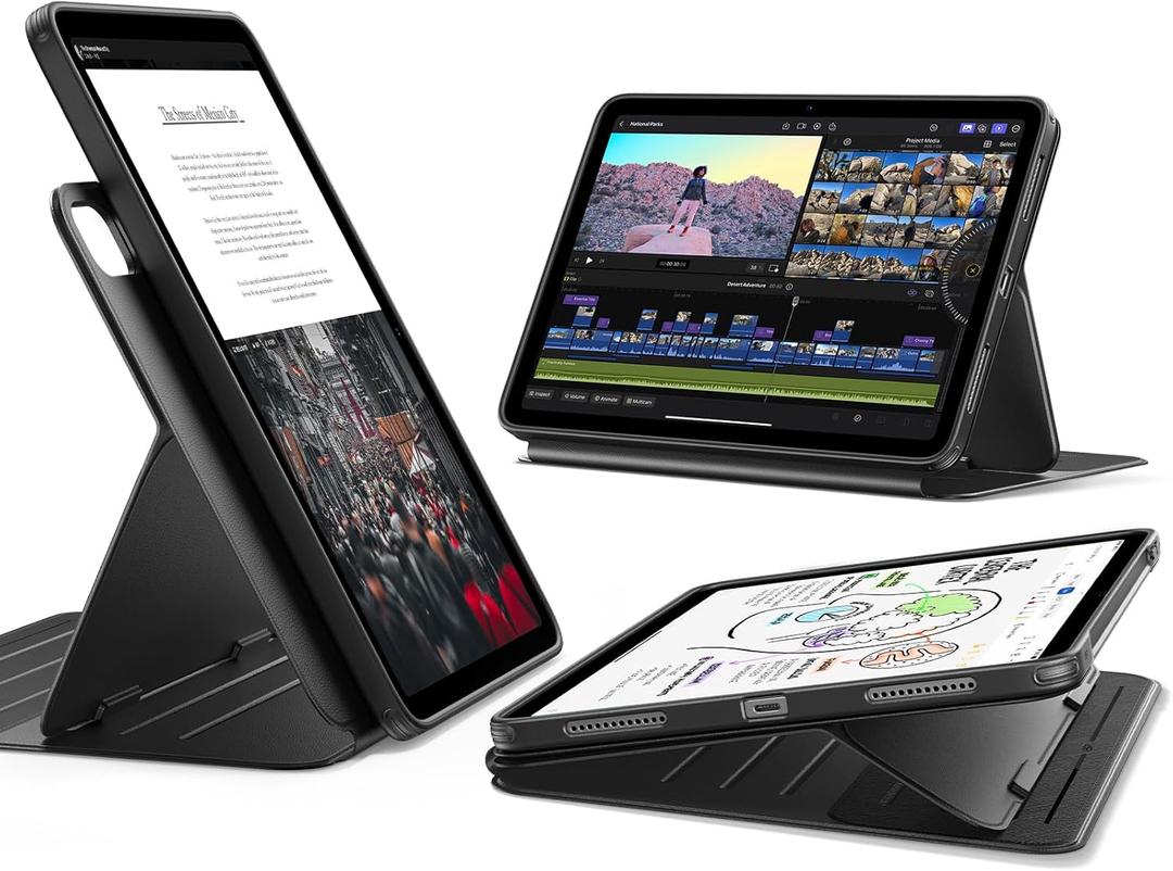 ESR for iPad Air 11 Inch Case M4/ M3/ M2 (2026/ 2025/ 2024), iPad Air 5th/ 4th Gen Case (2022/ 2020) 10.9 Inch, Removable Magnetic Cover, Adjustable Portrait/ Landscape Stand, 9 Standing Angles, Black