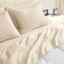 SLEEP ZONE Double Brushed and Ultra Soft with Deep Pockets, Embossed Sheet Set with Fitted Sheet, Pillow Cases, Fitted Sheet, Washable(Beige-Four Leaf Clove,Full)