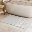 Large Stone Bath Mat 31.5 x 19.7in, Quick Dry Diatomaceous Earth Mats for Bathroom, Super Absorbent Foldable Bath Stone Mat, Non Slip, Dish Drying Mat for Kitchen Counter