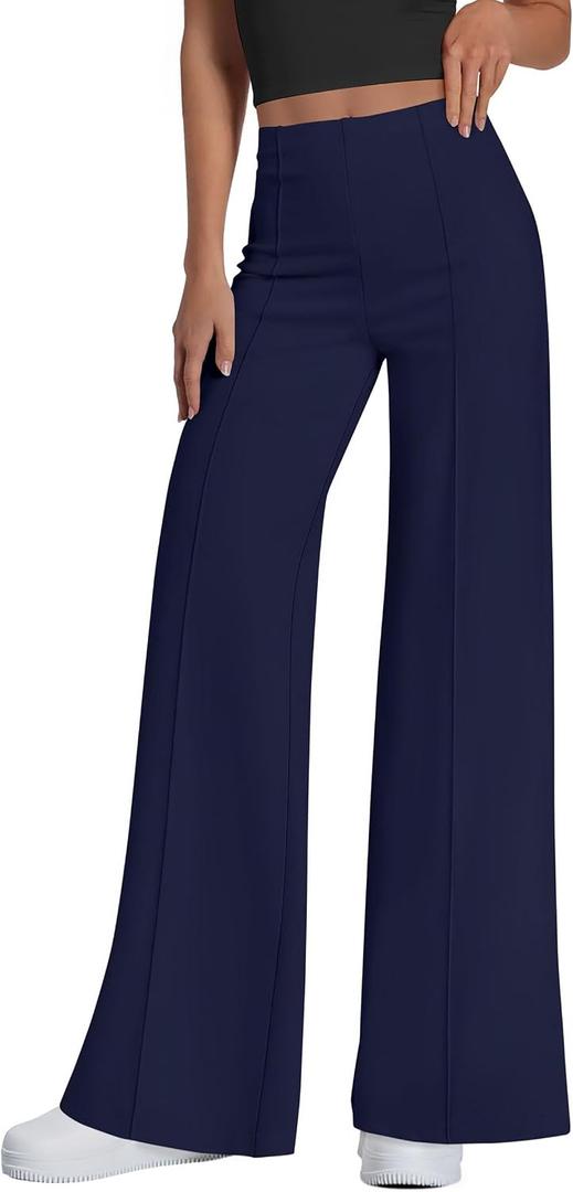 PRETTYGARDEN Women's Wide Leg Palazzo Pants 2026 Dressy Casual Lounge Workout Sweatpants High Waisted Trousers (Blue, XS)