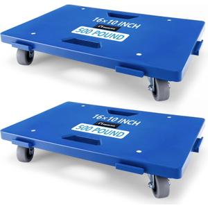 Nellyke Furniture Dolly, 2 Pack Dollies with Wheels,16'' X10'' Small Flat Dolly with 500LBS Large Capacity, Furniture Movers with Wheels Heavy Duty, Connectable and Portable, Blue