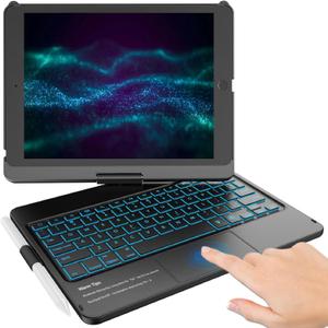 KBCASE Touchpad Keyboard Case for iPad 9th/8th/7th 10.2 inch, Backlit Trackpad Keyboard, 360Rotatable Case with Pencil Holder for iPad 9th/8th/7th Gen (Black)