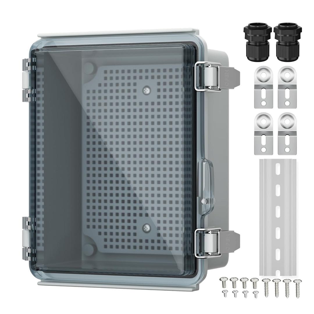 Joinfworld Outdoor WiFi Enclosure Weatherproof Locking Outdoor WiFi Box Plastic Waterproof Switch Router Enclosure Box 8.7x6.7x4.3