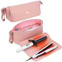 Hair Tools Travel Bag with Heat Resistant Mat, Portable 2 in 1 Hair Storage Bag for Curling Iron, Flat Irons, Straighteners and Haircare Accessories, Pink