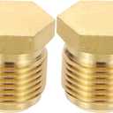 PATIKIL 5/8" Brass Flared Plug, 2 Pack 45 Degree SAE Seal Tube Fitting Hex Pipe Fittings for Air Conditioner Refrigeration, Brass Tone