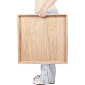 Ottoman Tray for Coffee Table Living Room Wood Serving Tray Large Wooden Square 20 Inches Rustic Torched (20" x 20" x 1.6")