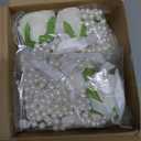 16 Pcs Pearl Wedding Chair Decoration with Artificial Rose Faux Pearl Beaded Garland String Chair Sash Decor for Bridal Shower Wedding Aisle Ceremony Party Banquet