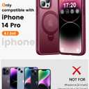 360 Rotatable Magnetic Stand for iPhone 14 pro Case Compatible with Mag-Safe 16FT Military Drop Protection, Anti-Scratch/Fingerprint Shockproof iPhone 14 pro Phone Case(Matte-Wine Red)