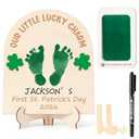 R HORSE Baby's First DIY St. Patrick's Day Footprint or Handprint Art Sign Craft, 3D Engraved Wooden Standable Ornament, Newborn Keepsake Gift Photo Prop for Unisex Baby St. Patrick's Day Baby Shower
