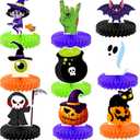 KatchOn, Halloween Honeycomb Centerpieces - Pack of 9 | Halloween Party Table Decorations | Halloween Party Table Centerpieces for Kids Halloween Birthday Party Decorations | Halloween Table Dcor (Green, Orange & Black)