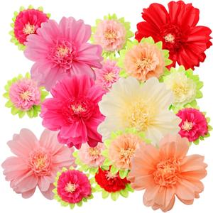 TaoBary 12 Pcs Large Colorful Tissue Paper Flowers 20" Giant Fiesta Paper Pom Poms Mexican Birthday Decorations for Wall Wedding Backdrop Centerpiece Tea Party Supplies (Pink,Beige,Light Orange)